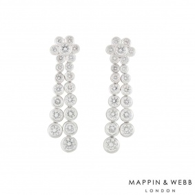 Mappin & Webb White Gold Diamond Drop Earrings